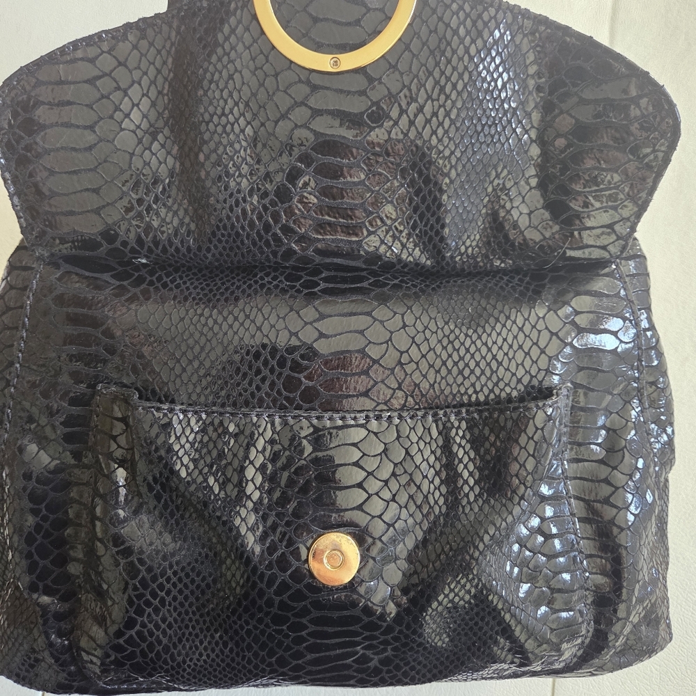 MICHAEL Michael Kors Black Python Embossed Fulton… - image 5